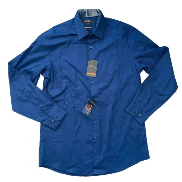 ben sherman stretch dress shirt Ben Sherman Men's Solid Stretch Poplin Dress Shirt